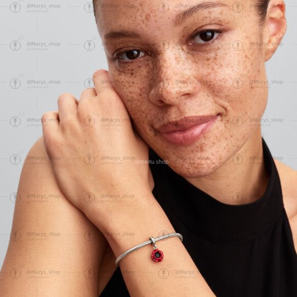 Pandora Red Flower Dangle Charm - Picture 5 of 5